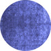 Round Oriental Blue Industrial Rug, urb1816blu