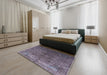 Mid-Century Modern Plum Purple Oriental Rug in a Bedroom, urb1816