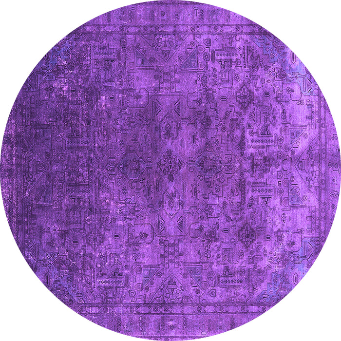 Round Oriental Purple Industrial Rug, urb1816pur