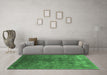 Machine Washable Oriental Emerald Green Industrial Area Rugs in a Living Room,, wshurb1816emgrn