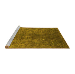 Sideview of Machine Washable Oriental Yellow Industrial Rug, wshurb1816yw