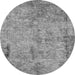 Round Machine Washable Oriental Gray Industrial Rug, wshurb1817gry