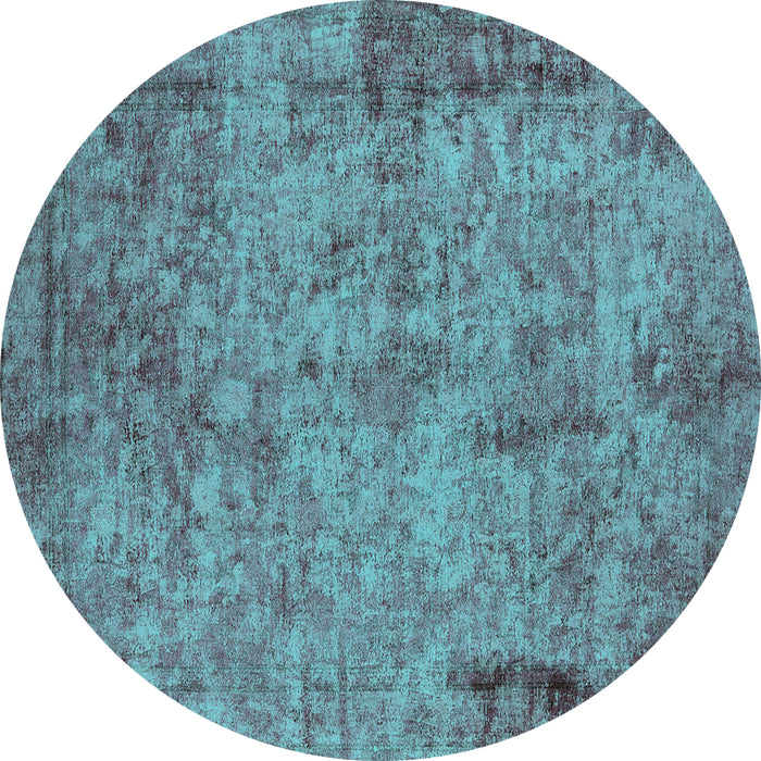 Round Machine Washable Oriental Turquoise Industrial Area Rugs, wshurb1817turq