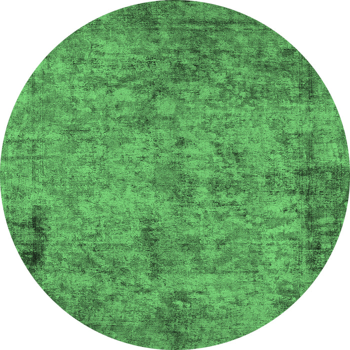 Round Oriental Emerald Green Industrial Rug, urb1817emgrn