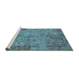 Sideview of Machine Washable Oriental Turquoise Industrial Area Rugs, wshurb1817turq