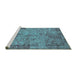 Sideview of Machine Washable Oriental Turquoise Industrial Area Rugs, wshurb1817turq