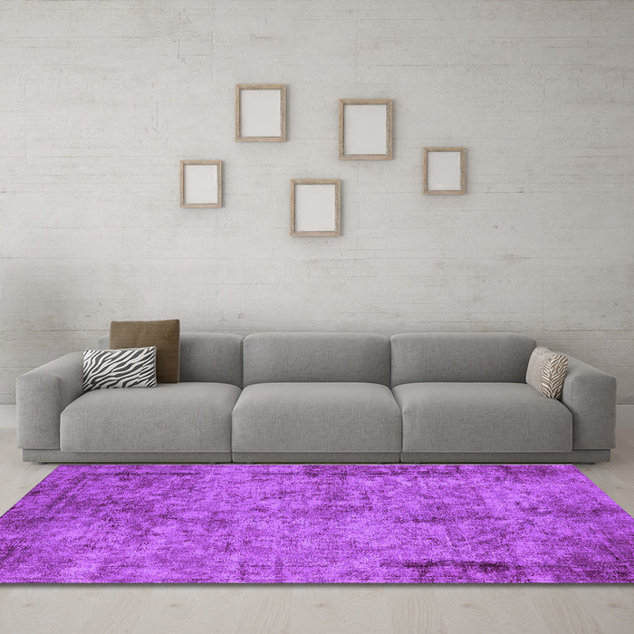 Machine Washable Oriental Purple Industrial Area Rugs in a Living Room, wshurb1817pur