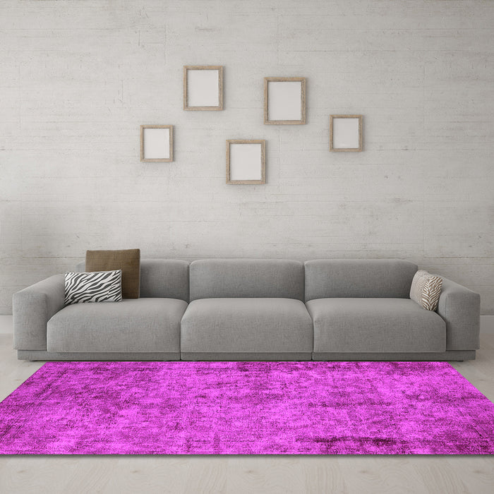 Machine Washable Oriental Pink Industrial Rug in a Living Room, wshurb1817pnk