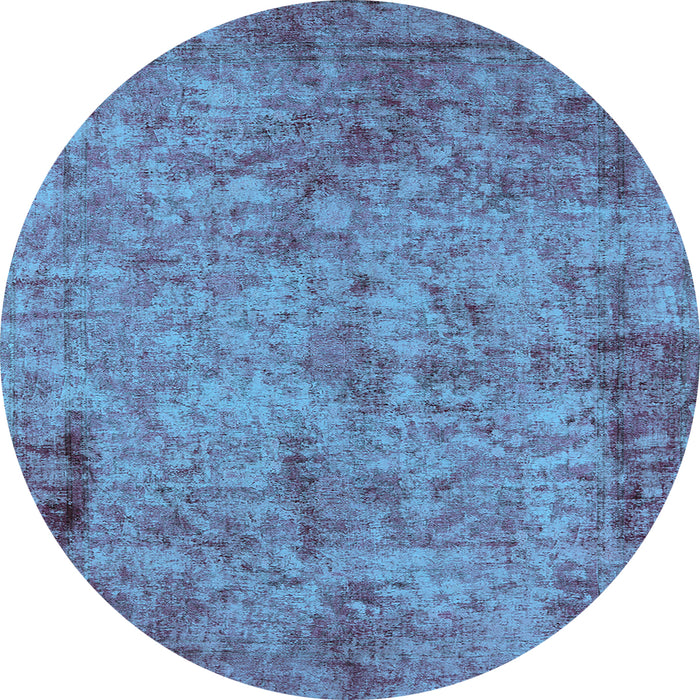 Round Machine Washable Oriental Light Blue Industrial Rug, wshurb1817lblu