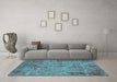 Machine Washable Oriental Turquoise Industrial Area Rugs in a Living Room,, wshurb1817turq