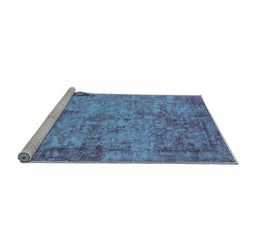 Sideview of Machine Washable Oriental Light Blue Industrial Rug, wshurb1817lblu