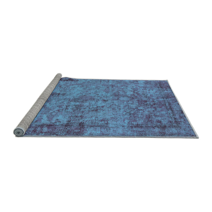Sideview of Machine Washable Oriental Light Blue Industrial Rug, wshurb1817lblu