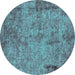 Round Oriental Turquoise Industrial Rug, urb1817turq