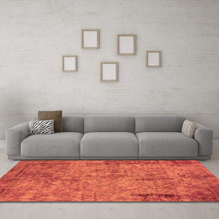 Machine Washable Oriental Orange Industrial Area Rugs in a Living Room, wshurb1817org