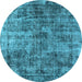 Round Oriental Light Blue Industrial Rug, urb1818lblu