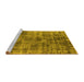 Sideview of Machine Washable Oriental Yellow Industrial Rug, wshurb1818yw