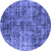 Round Oriental Blue Industrial Rug, urb1818blu