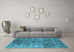 Machine Washable Oriental Light Blue Industrial Rug in a Living Room, wshurb1818lblu