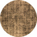 Round Machine Washable Oriental Brown Industrial Rug, wshurb1818brn