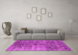 Machine Washable Oriental Pink Industrial Rug in a Living Room, wshurb1818pnk