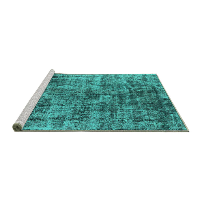 Sideview of Machine Washable Oriental Turquoise Industrial Area Rugs, wshurb1818turq