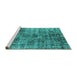 Sideview of Machine Washable Oriental Turquoise Industrial Area Rugs, wshurb1818turq