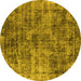 Round Oriental Yellow Industrial Rug, urb1818yw