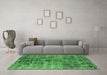 Machine Washable Oriental Emerald Green Industrial Area Rugs in a Living Room,, wshurb1818emgrn