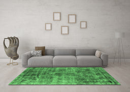 Machine Washable Oriental Emerald Green Industrial Area Rugs in a Living Room,, wshurb1818emgrn