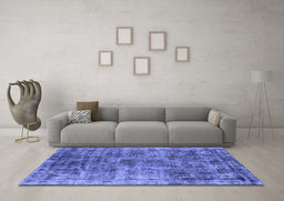 Machine Washable Oriental Blue Industrial Rug in a Living Room, wshurb1818blu