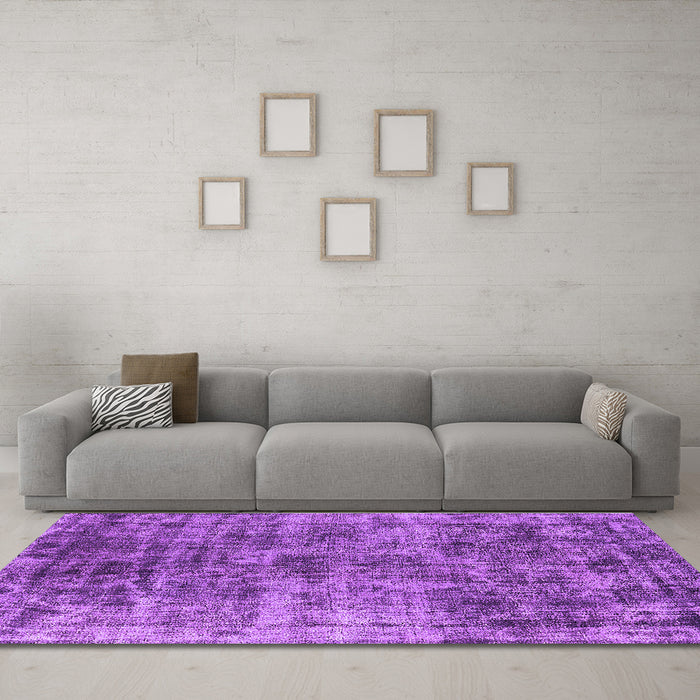 Machine Washable Oriental Purple Industrial Area Rugs in a Living Room, wshurb1818pur