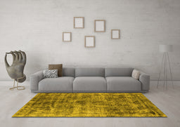 Machine Washable Oriental Yellow Industrial Rug in a Living Room, wshurb1818yw