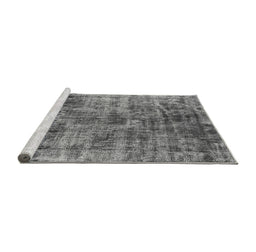Sideview of Machine Washable Oriental Gray Industrial Rug, wshurb1818gry