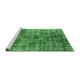 Sideview of Machine Washable Oriental Emerald Green Industrial Area Rugs, wshurb1818emgrn