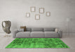 Machine Washable Oriental Green Industrial Area Rugs in a Living Room,, wshurb1818grn