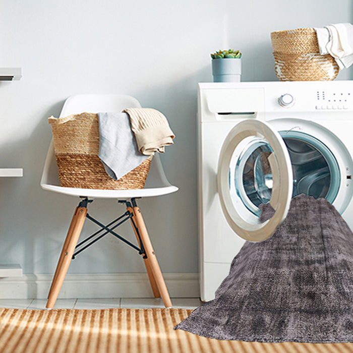 Machine Washable Industrial Modern Purple Rug in a Washing Machine, wshurb1818