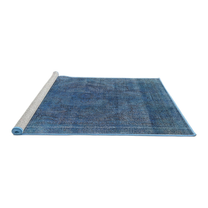 Sideview of Machine Washable Industrial Modern Iceberg Blue Rug, wshurb1819