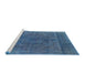 Sideview of Machine Washable Industrial Modern Iceberg Blue Rug, wshurb1819