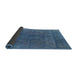 Sideview of Mid-Century Modern Iceberg Blue Oriental Rug, urb1819