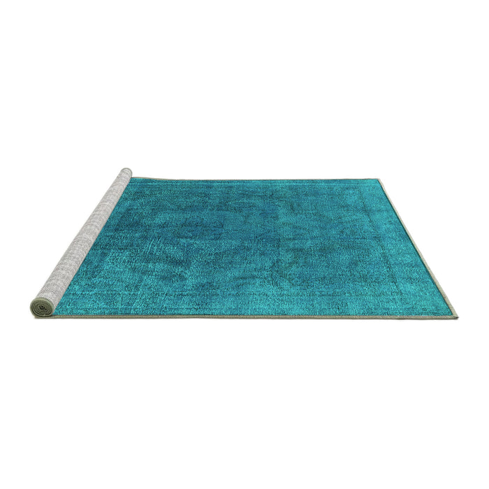 Sideview of Machine Washable Oriental Turquoise Industrial Area Rugs, wshurb1819turq