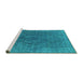 Sideview of Machine Washable Oriental Turquoise Industrial Area Rugs, wshurb1819turq