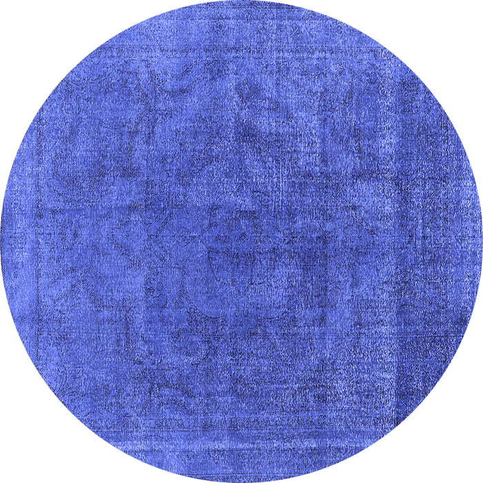 Round Oriental Blue Industrial Rug, urb1819blu