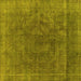 Square Machine Washable Oriental Yellow Industrial Rug, wshurb1819yw