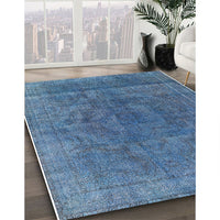 Mid-Century Modern Iceberg Blue Oriental Rug, urb1819