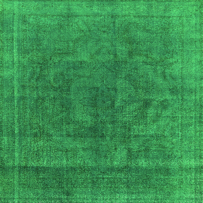 Square Machine Washable Oriental Green Industrial Area Rugs, wshurb1819grn