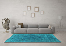 Machine Washable Oriental Turquoise Industrial Area Rugs in a Living Room,, wshurb1819turq