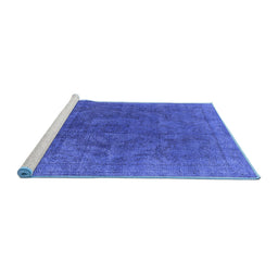 Sideview of Machine Washable Oriental Blue Industrial Rug, wshurb1819blu