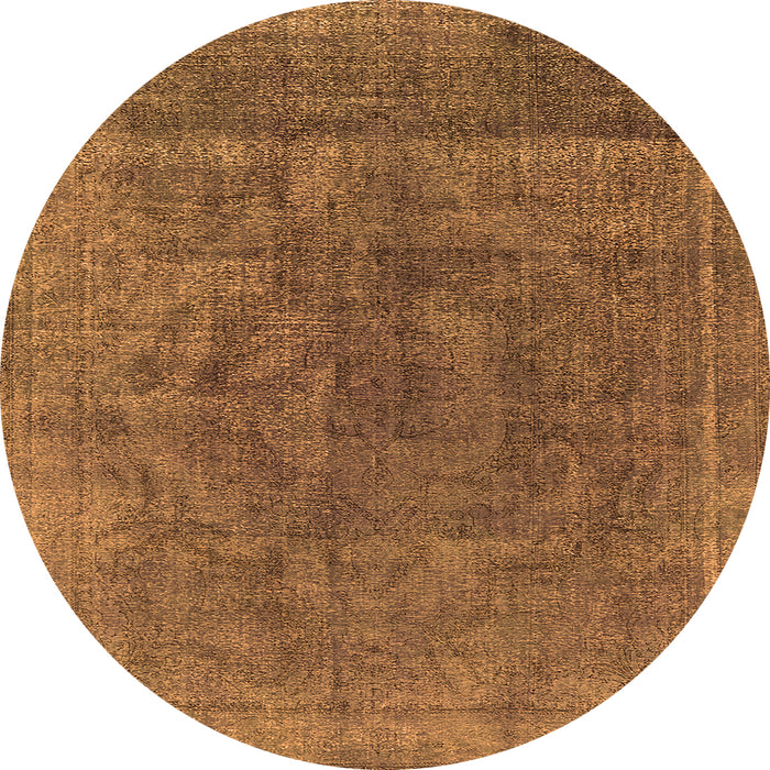 Round Machine Washable Oriental Orange Industrial Area Rugs, wshurb1819org