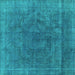 Square Oriental Turquoise Industrial Rug, urb1819turq