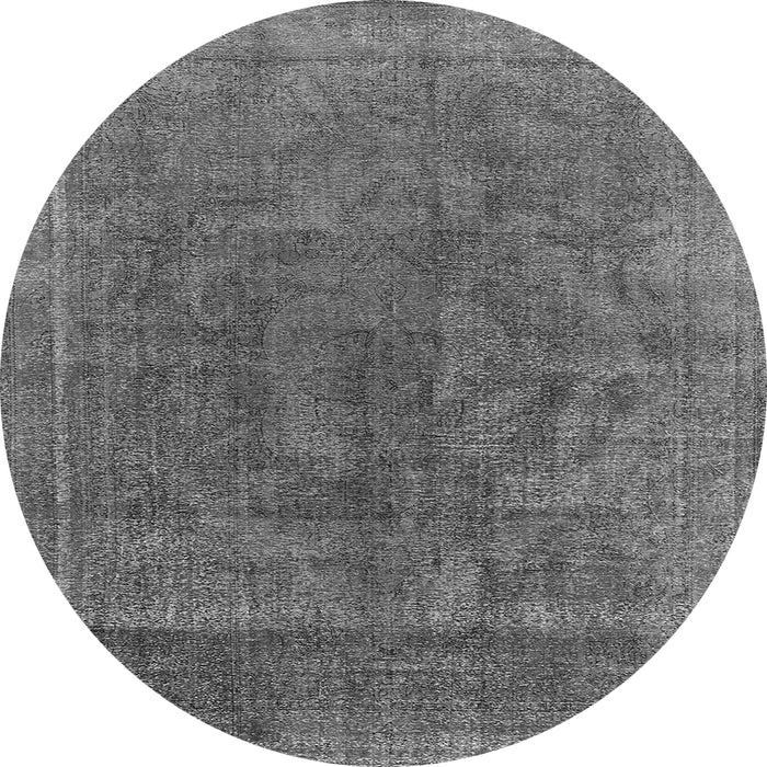 Round Machine Washable Oriental Gray Industrial Rug, wshurb1819gry